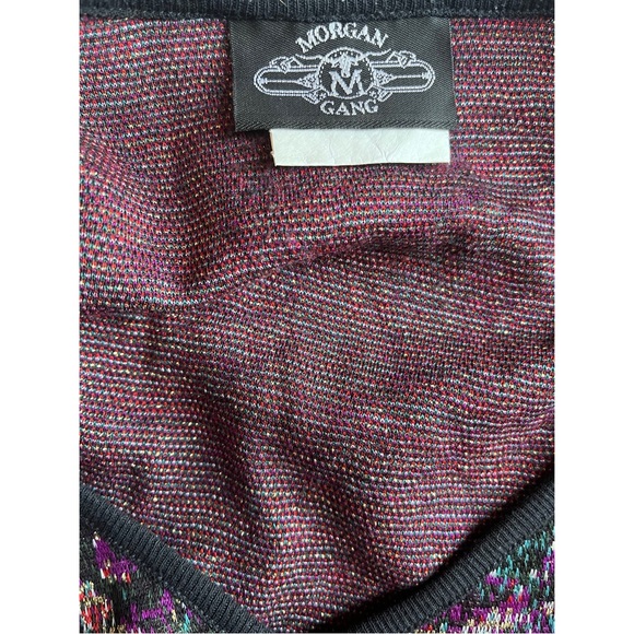 COPY - Vintage V-Neck Sweater with Funky Pattern and Sparkle Yarn! - Picture 4 of 4